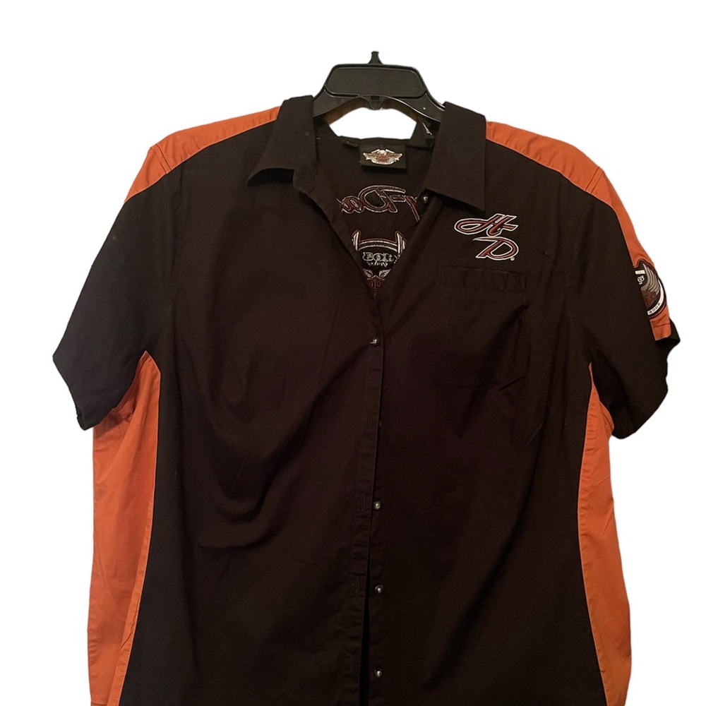 Harley-Davidson anniversary, edition Orange and Black Button Down Shirt Sold